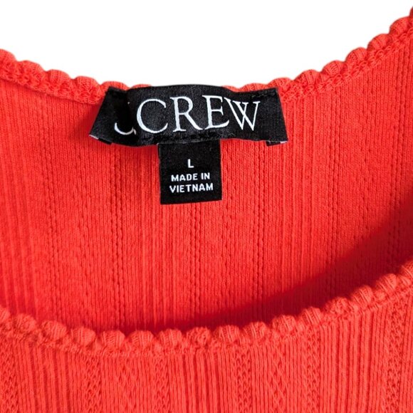 J. Crew Pointelle Tank Top Apertif Red Cotton Sleeveless Feminine Women's Large - Picture 9 of 10